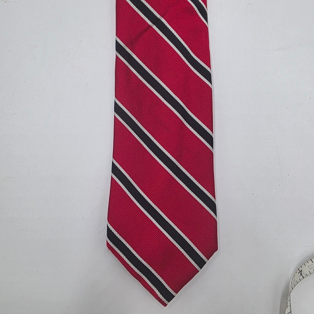 Brooks Brothers Makers Red Navy White Striped Silk Repp Necktie USA Made